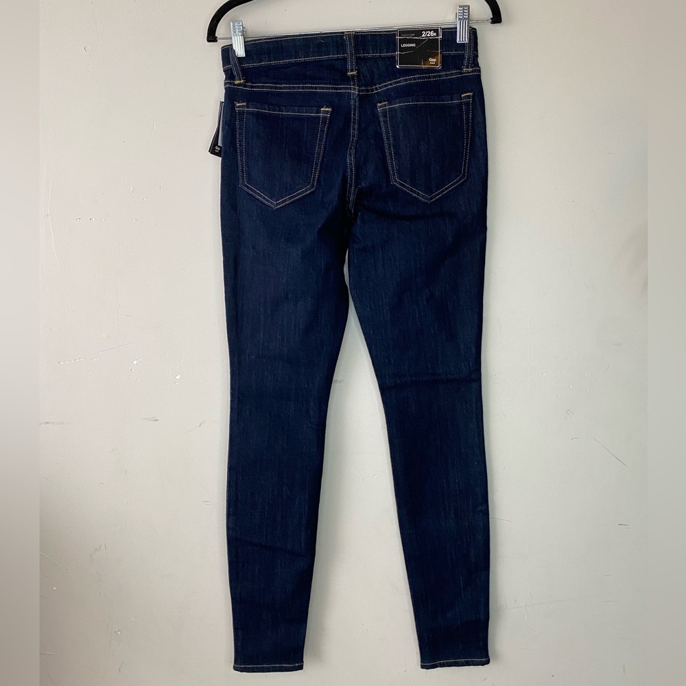 NWT•GAP 1969 Legging Jeans Mid Rise Skinny Dark Wash Blue Size 26R / 2 - Picture 3 of 8